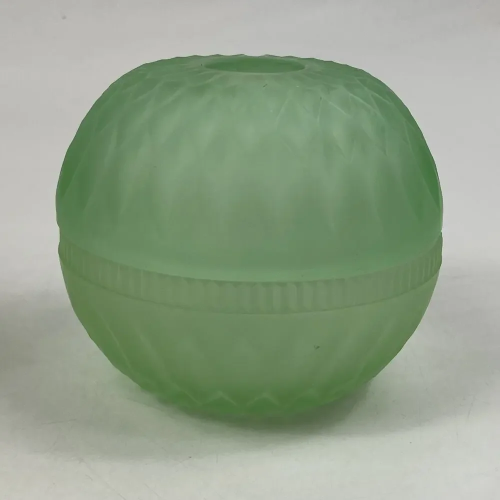 Vintage Indiana Glass Mt. Vernon Candle Lamp Frosted Pale Mint Green with Box